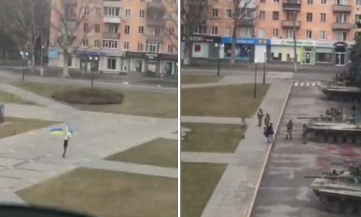 ВИДЕО: Жителите им пркосат на руските војници – на улиците во Керсон се вее знамето на Украина