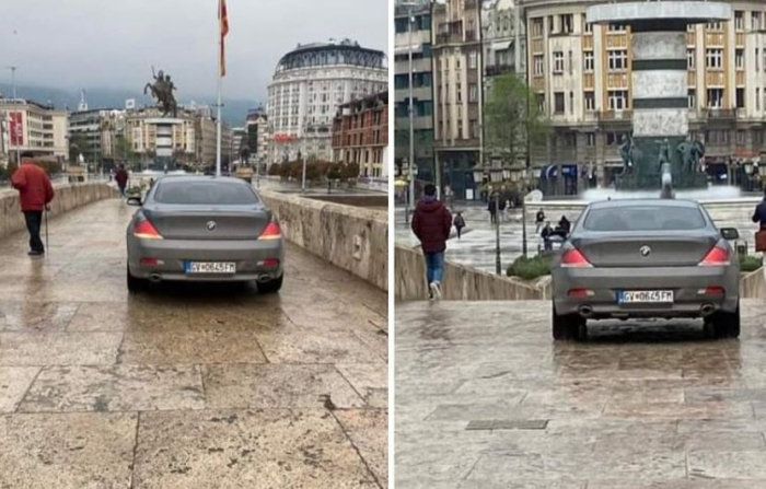 Гостиварец со БМВ си се „прошета“ низ Камен мост