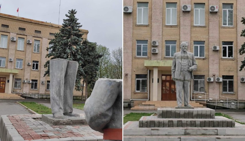 Статуа на Ленин повторно во Хеническ, украински град близу Крим – окупиран од Русите
