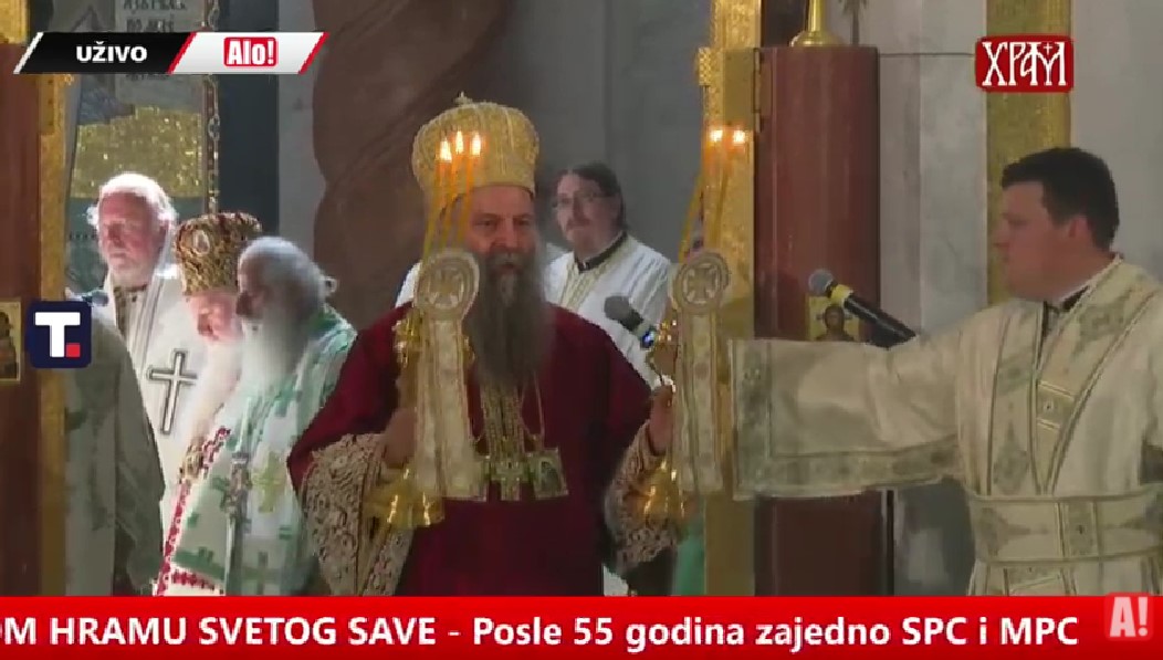 ВО ЖИВО: Голем број верници во храмот Св. Сава – во тек е литургијата на помирување, по 55 години заедно СПЦ и МПЦ