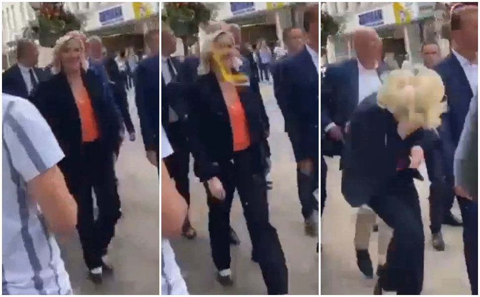 ВИДЕО: Ле Пен погодена со јајце во глава