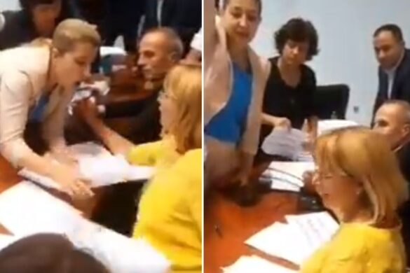 ВИДЕО: Нов ХАОС во Собрание, пратеник на ДУИ го држел микрофонот на пратеничката Калеска-Ванчевска за да не и го исклучат пратениците од опозицијата