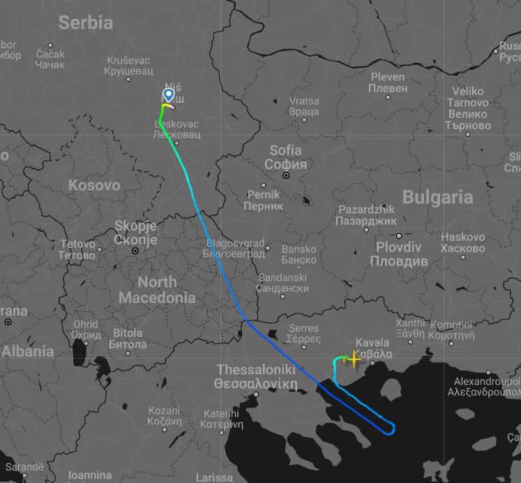 Авион полетал од Ниш, ја поминал Македонија и се сриши во Грција