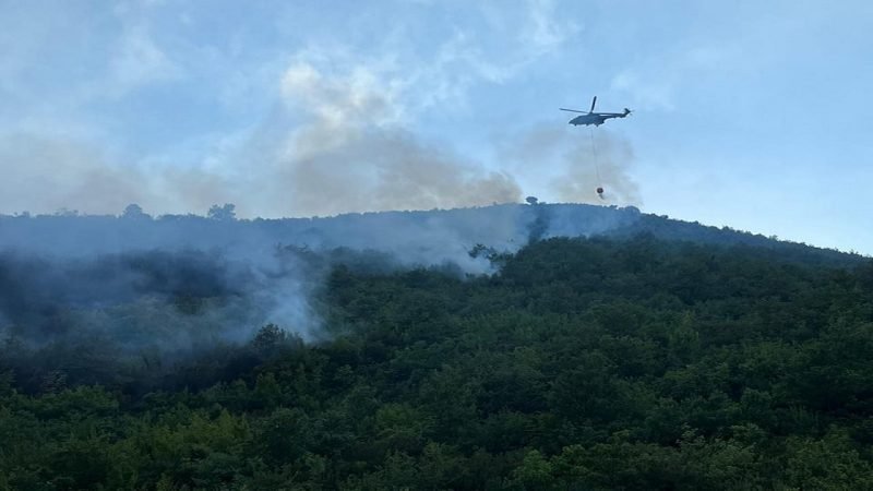 Во гаснење на пожарите во Албанија вклучени и армиските хеликоптери