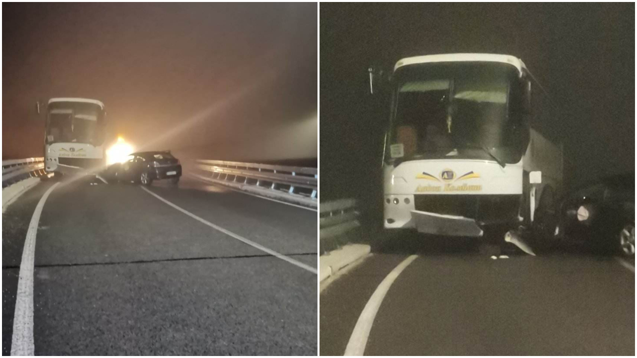 Први фотографии од трагедијата вечерва на патот Штип-Кочани, едно лице загина по судир на автобус со автомобил