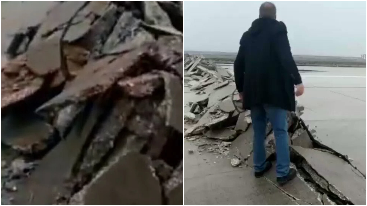 ВИДЕО: Пистата на аеродромот во Турција буквално се подели на половина! Поради разорниот земјотрес беа прекинати бројни летови