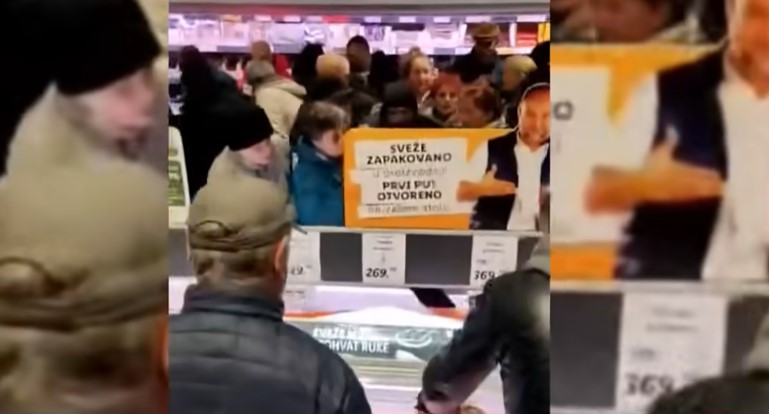 Повторно тепачка во маркет: Граѓаните „влегоа“ во фрижидер за плешка за 400 динари (ВИДЕО)