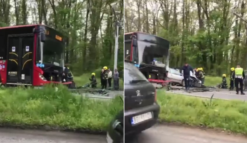 Пожарникари сечат автомобил по судар со автобус: Тешка сообраќајна несреќа во Липовица (ВИДЕО)