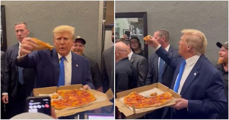 ВИДЕО: Трамп им ја понуди својата полуизедена пица на приврзаниците