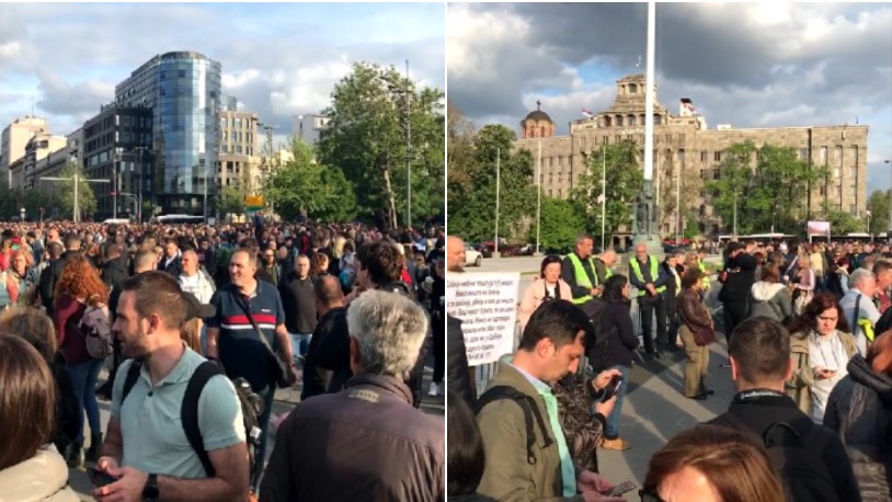 Протест на опозицијата, блокиран сообраќајот пред Собранието на Србија