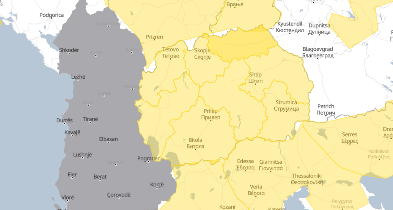 Метео предупредување за Македонија: Доаѓа невреме со дожд, грмотевици и ветер