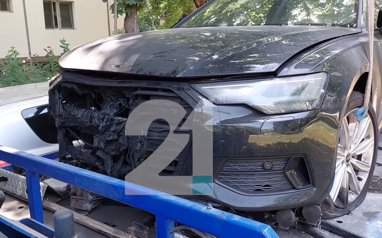 ВИДЕО Запален автомобилот на Артан Груби