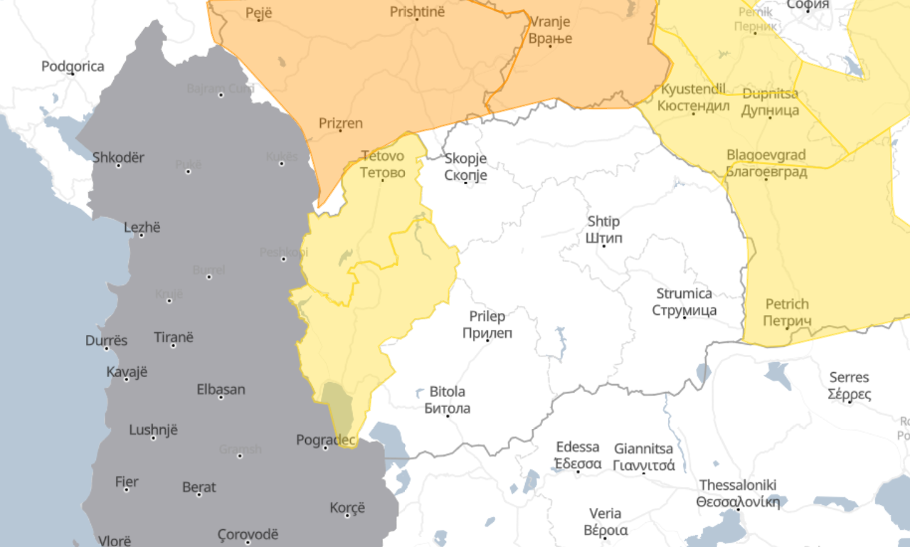 Жолт метео аларм за делови од Македонија, доаѓа невреме со силни грмотевици!
