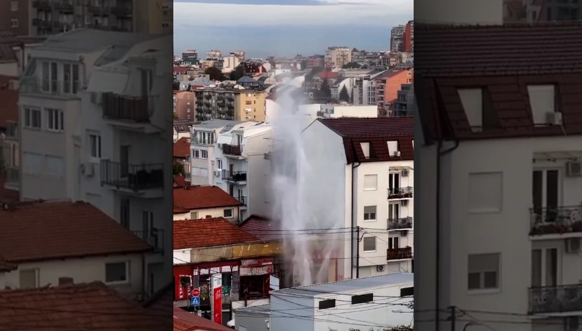 ВИДЕО: Пукна цевка во сред Белград – вода прска на сите страни
