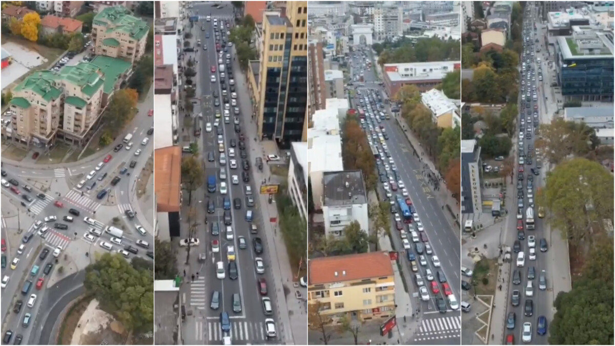 ВИДЕО ДРОН Каде моментално има најдолга колона возила низ Скопје?