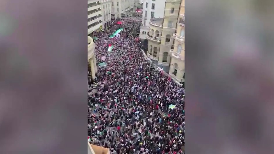 ВИДЕО Стотици луѓе на протестот за Палестина во Загреб