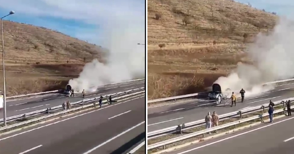 ВИДЕО: Се запали возило на автопатот Штип – Миладиновци