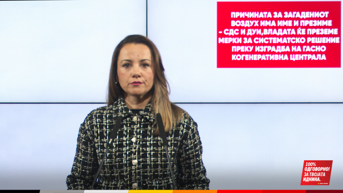 Илиевска: Причината за загадениот воздух има име и презиме – СДС и ДУИ!