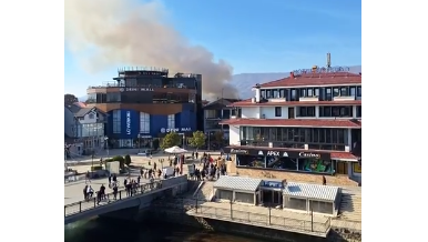 ВИДЕО: Безистенот во Струга гори, пожарникарите се борат со огнот