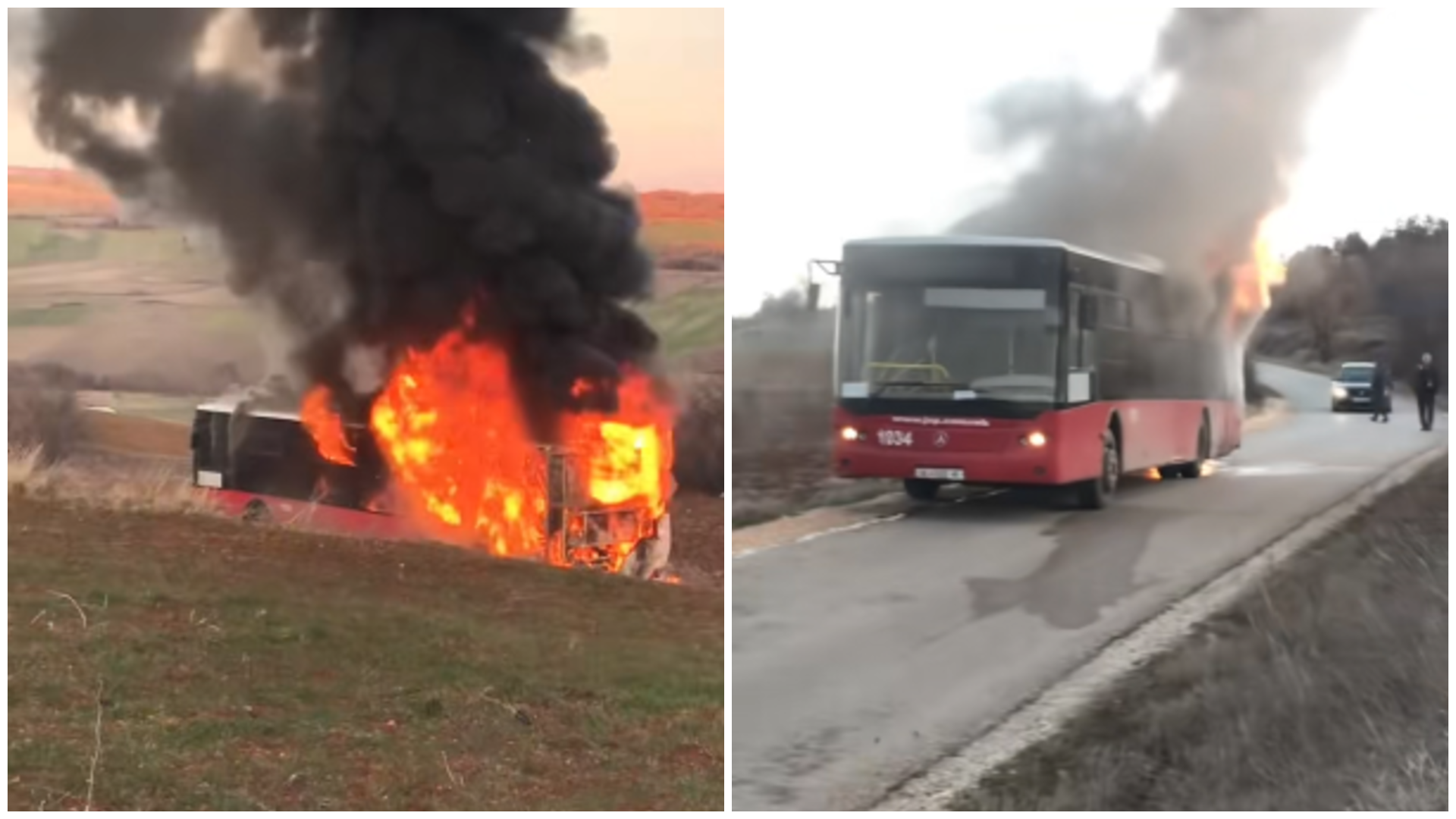ВИДЕО Изгоре автобус на ЈСП во Арачиново