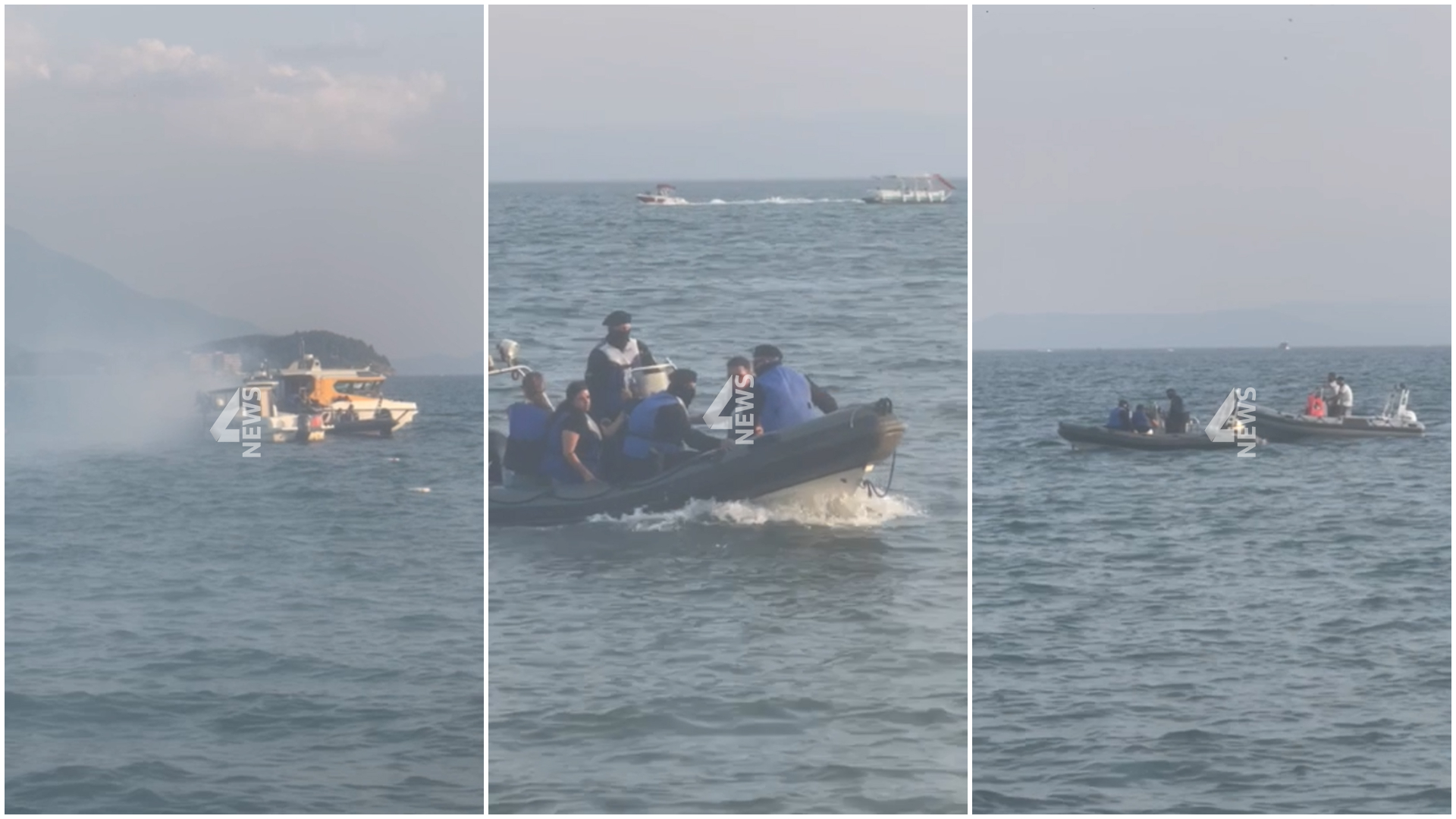 ВЕЖБА ВО ОХРИД! Пожар на брод во Охридското езеро, во тек евакуација!