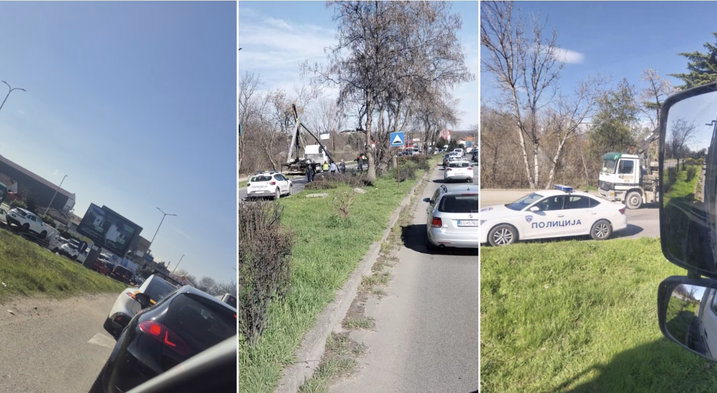 Камион удри во семафор на влез на Скопје, пешак повреден – Град Скопје: Се санираат штетите!