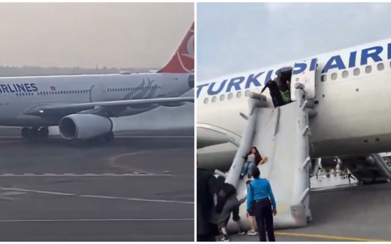 ВИДЕО Драма на аеродромот во Катманду: Евакуиран авион на Turkish Airlines по пожар при слетување