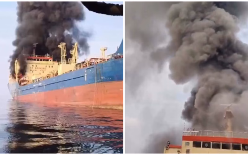 ВИДЕО Пожар на танкер покрај брегот на Оман, екипажот евакуиран