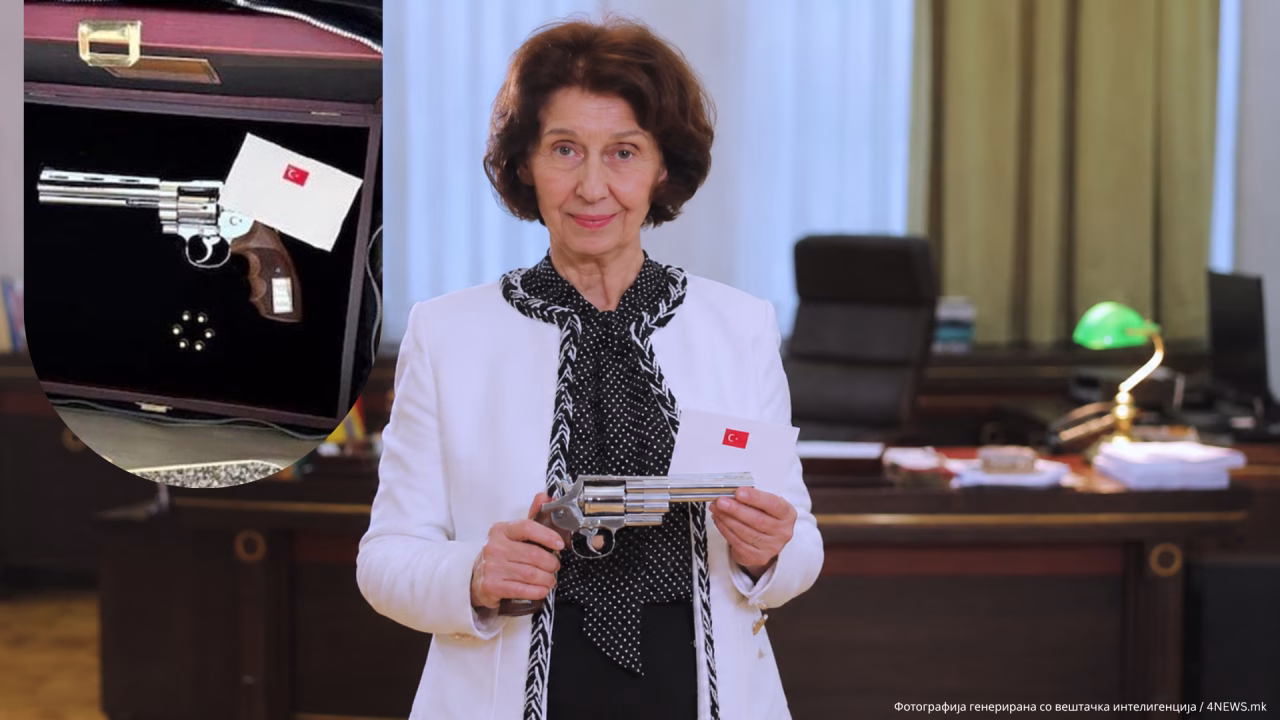 Револверот од Ердоган пристигнува во Скопје: Сиљановска-Давкова нема да го користи подарокот