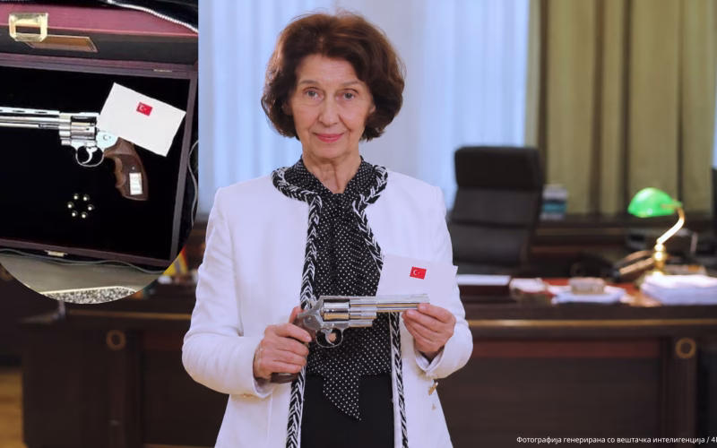 Револверот од Ердоган пристигнува во Скопје: Сиљановска-Давкова нема да го користи подарокот
