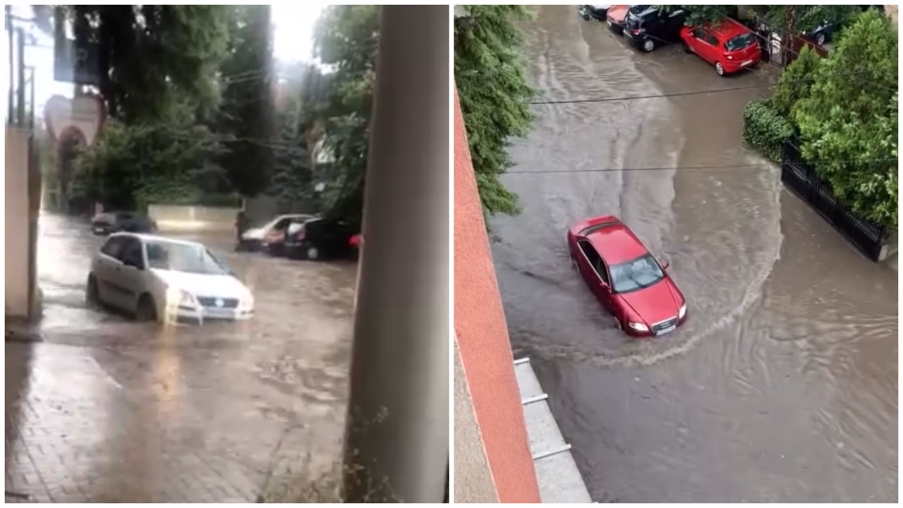 ЦУК: Поплавени подруми и подвозници, заглавени возила и други опасности предизвикани по силното невреме во Скопје