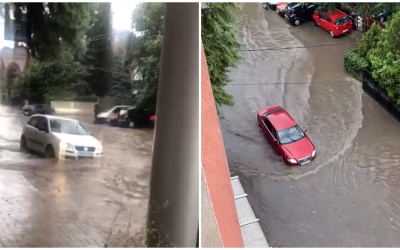 ЦУК: Поплавени подруми и подвозници, заглавени возила и други опасности предизвикани по силното невреме во Скопје