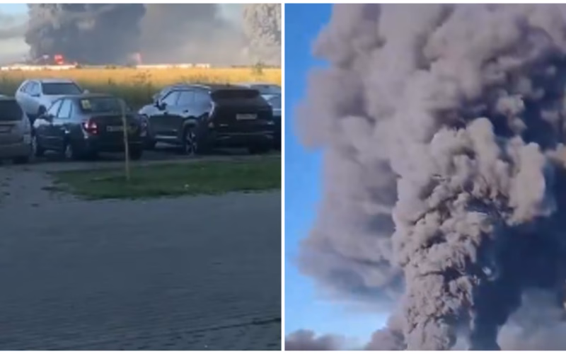 ВИДЕО Големи пожари избувнаа во Московскиот регион по напад врз магацини и складиште за нафта